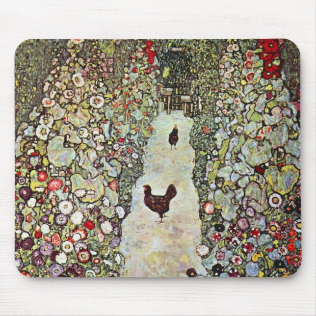 Garden Väg w Chickens, Gustav Klimt, Art nouveau Musmatta (Framsidan)