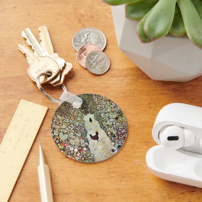 Garden Väg w Chickens, Gustav Klimt, Art nouveau Nyckelring (Skrivbord)