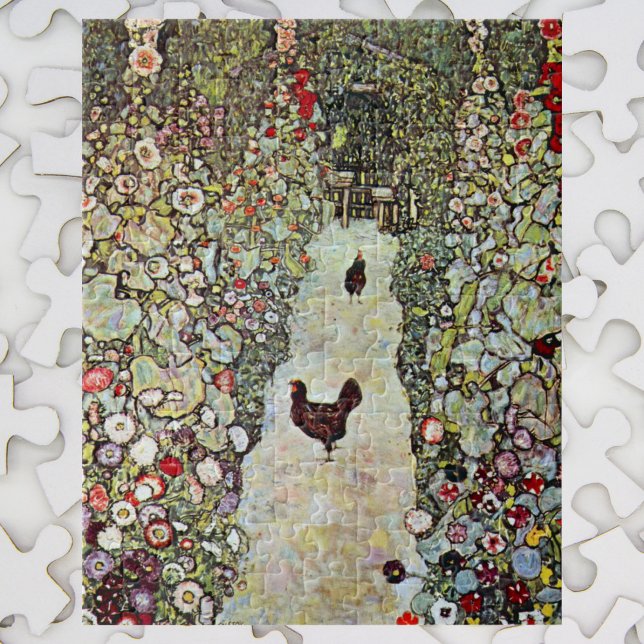 Garden Väg w Chickens, Gustav Klimt, Art nouveau Pussel (Skapare uppladdad)