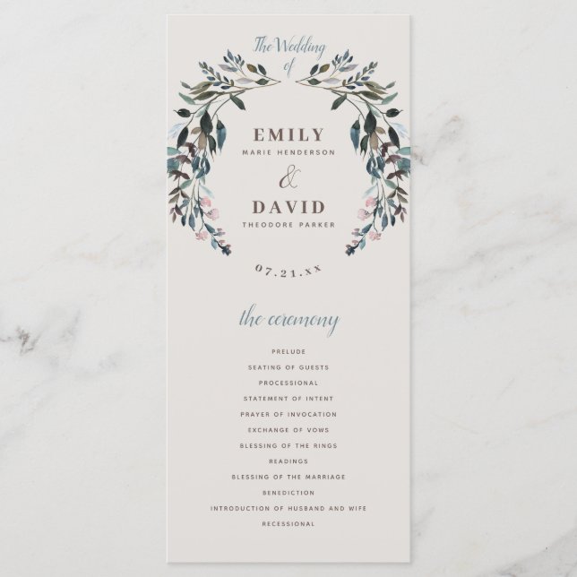 Garden Vapensköld | Äggskal | Blommigt Bröllop Cer Program (Framsida)