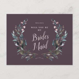 Garden Vapensköld Mauve Lila Blommigt Bridesmaid Inbjudningar