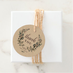 Garden Vapensköld Rustic Kraft Blommigt Bröllop Ta Gåvor Etiketter