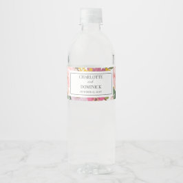 Garden Vår bröllop-favoriter i den moderna Rosa Bl Vattenflaska Etikett