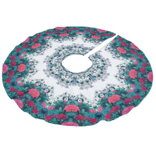 Garden Vatten Fontän Red Flowers Mandala Design Julgransmatta Fusklinne
