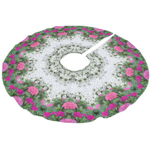 Garden Vatten Fontän Rosa Flowers Mandala Design Julgransmatta Fusklinne