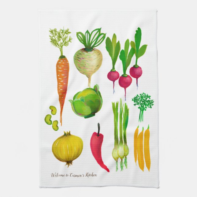 Garden Vegetables Anpassade Kitchen Towel Kökshandduk (Vertikal)