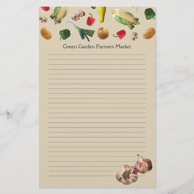 Garden Vegetables Anpassningsbar Letterhead Brevpapper (Framsida)