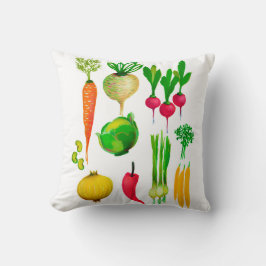 Garden Vegetables Simple White Dekorativ kudde