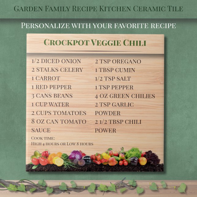 Garden Veggie Family Recipe Kitchen Ceramic Tile Kakelplatta (Garden Veggie Family Recipe Kitchen Ceramic Tile)
