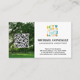 Garden Verktyg Liggande QR-Affärskort Visitkort