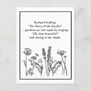 Garden Verse Rudyard Kipling Watercolor Flowers C Vykort