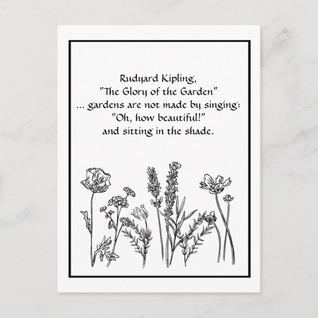 Garden Verse Rudyard Kipling Watercolor Flowers C Vykort (Framsida)