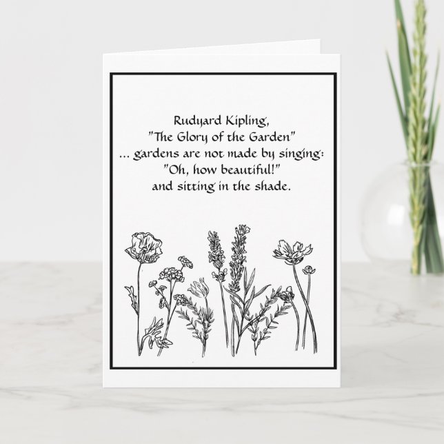 Garden Verse Rudyard Kipling Watercolor Flowers Kort (Framsida)