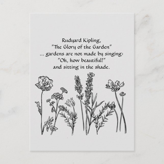 Garden Verse Rudyard Kipling Watercolor Flowers Vykort (Framsida)