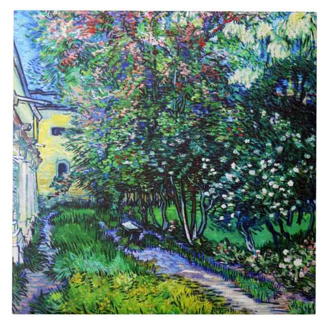 Garden vid asyl på Saint-Rémy, Van Gogh Kakelplatta (Framsidan)