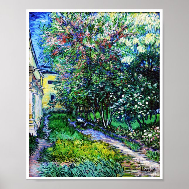 Garden vid asyl på Saint-Rémy, Van Gogh Poster (Framsidan)