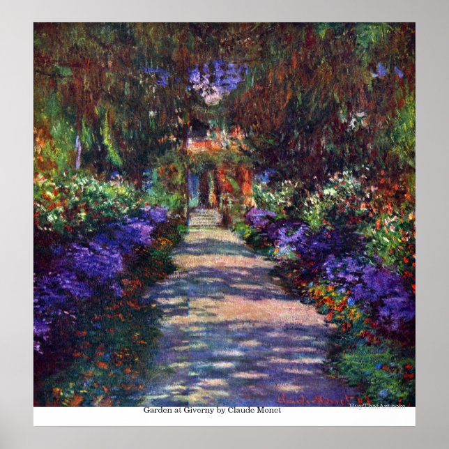 Garden vid Giverny av Claude Monet Poster (Framsidan)