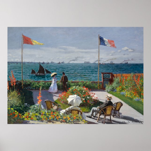 Garden vid Sainte-Adresse av Claude Monet Poster (Framsidan)