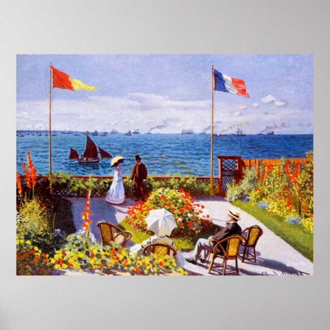 Garden vid Sainte-Adresse av Claude Monet Poster (Framsidan)