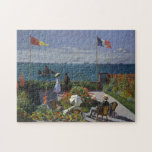 Garden vid Sainte-Adresse av Claude Monet Pussel<br><div class="desc">Garden på Sainte-Adresse är en målning av den Fransk konstapeln Claude Monet. (Olja på arbetsyta, 98, 1 cm x 129, 9 cm). Målningen förvärvades av konstmuseet i Metropolitan efter en auktionsförsäljning på Christie's i december 1967, under Fransken La terasse à Sainte-Adresse.[1] Målningen utställdes vid den fjärde Impressionistiska utställningen i Paris...</div>