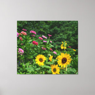 Garden View-blommigt, daisy, solblommor Canvastryck