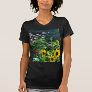 Garden View- Solros, daisy, kosmos, gräs träd T Shirt