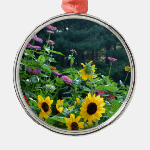 Garden View- Solros, daisy, kosmos Julgransprydnad Metall
