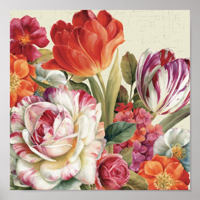 Garden View Tossed Flowers Poster (Framsidan)