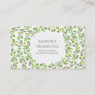Garden Vine Blooms Watercolor Visitkort