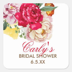 Garden Vintage Ro Favor Stickers Fyrkantigt Klistermärke