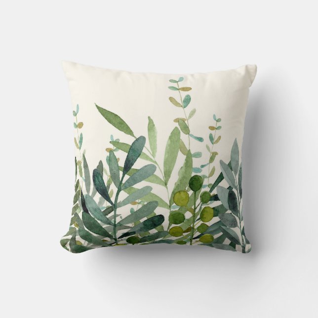 Garden-Watercolor Botanical Löv  Kudde (Framsida)