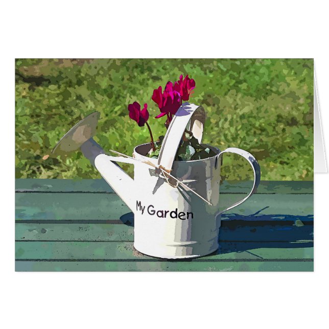 GARDEN WATERING CAN Card Hälsningskort (Framsidan Horizontal)
