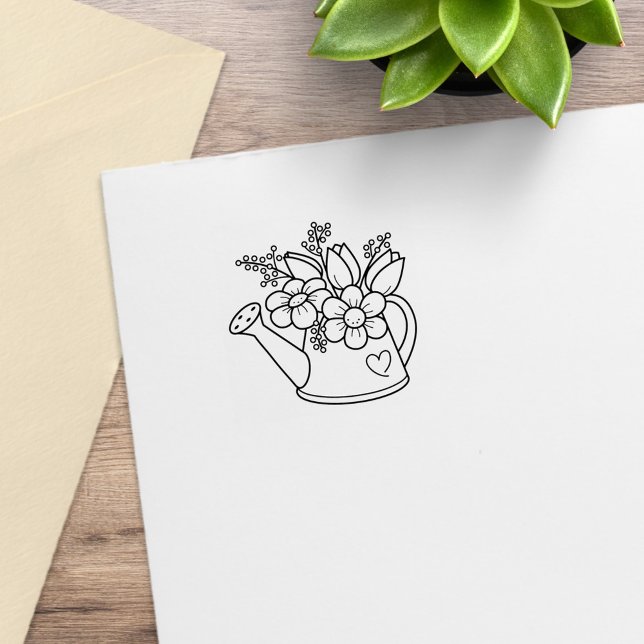 Garden Watering Can med Flowers 2 Stämpel (Skapare uppladdad)