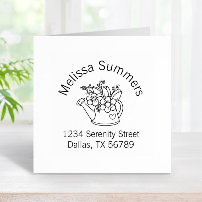 Garden Watering Can med Flowers Adress 2 Stämpel (Skapare uppladdad)