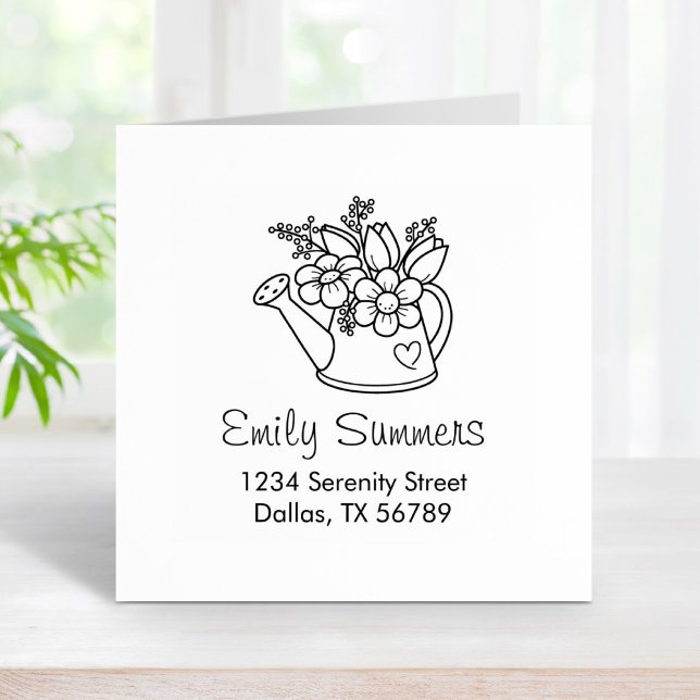 Garden Watering Can med Flowers Adress Stämpel (Skapare uppladdad)