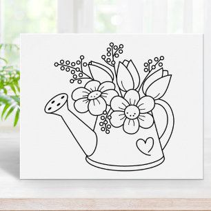 Garden Watering Can med Flowers Coloring Page Poster