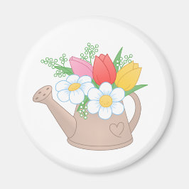 Garden Watering Can med Flowers Magnet
