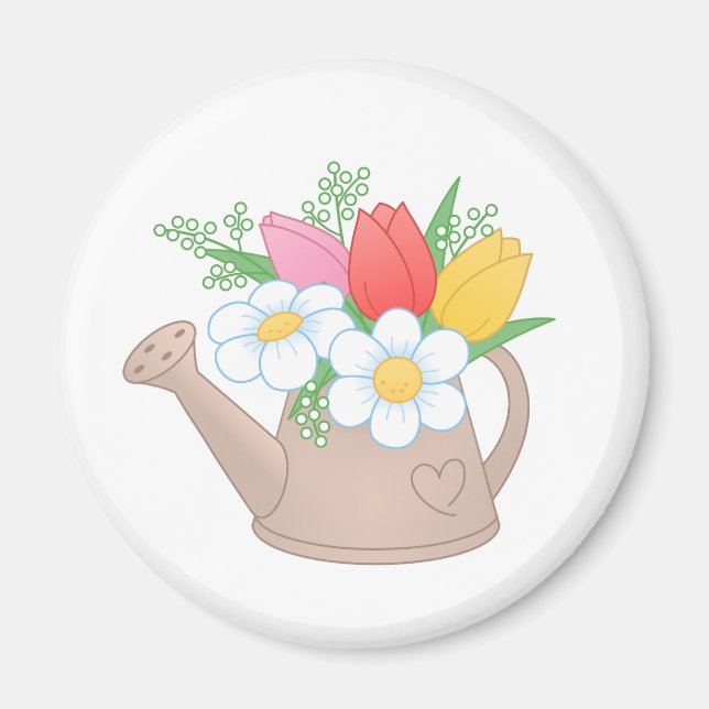 Garden Watering Can med Flowers Magnet (Framsidan)