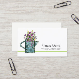 Garden Watering kan blomma Bouquet Visitkort