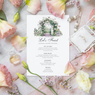 Garden Wedding Blommigt Arch Fontän Inbjudningar