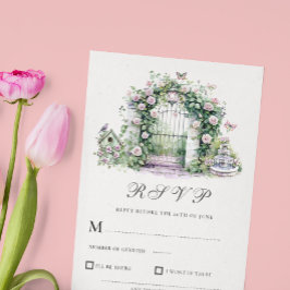 Garden Wedding Blommigt Arch Fontän OSA kort