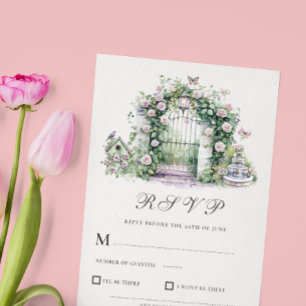 Garden Wedding Blommigt Arch Fontän OSA kort