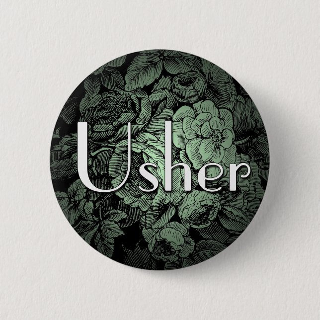 Garden Wedding Button: Usher Knapp (Framsida)