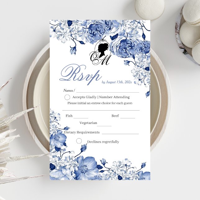 Garden Wedding Flowers Elegant Blue Ro OSA Kort (Skapare uppladdad)
