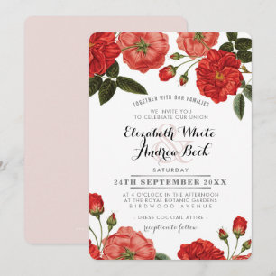 GARDEN WEDDING INBJUDAN chic röd ros blommigt blom