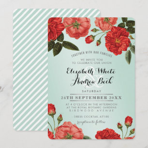 GARDEN WEDDING INBJUDAN röd ros blommigt blomsterm