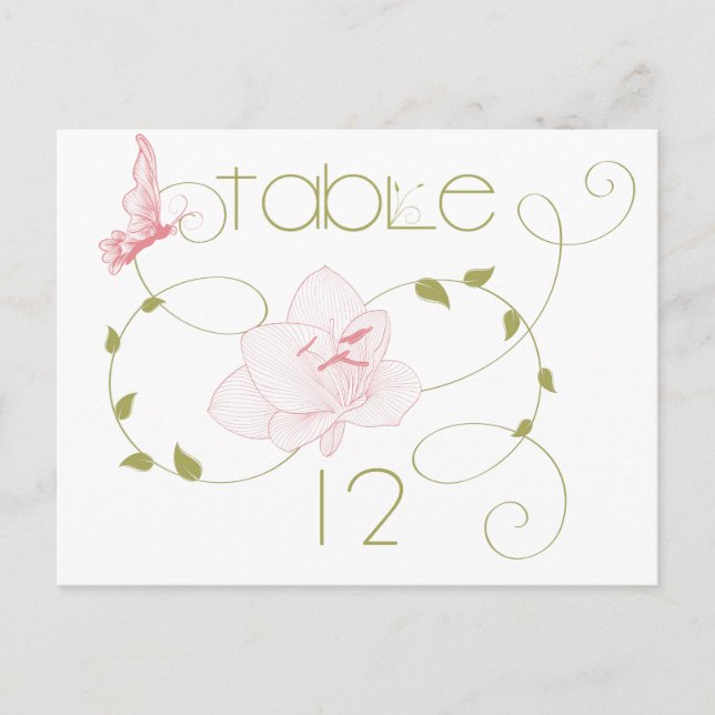 Garden Wedding Rosa Lilies Bord Card Vykort (Framsida)