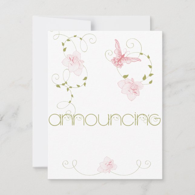 Garden Wedding Rosa Lilies Förlovning Meddelande (Framsida)