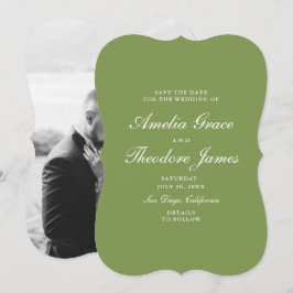 Garden Wedding Save the Date Die-Cut Green Inbjudningar