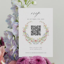 Garden Whimsical Blommigt Bröllop QR-kod OSA kort